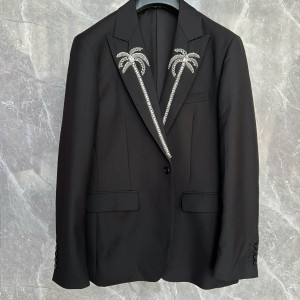 블랙 야자수 장식 테일러드 재킷
