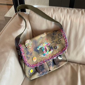 베이지 캔버스 크로스백